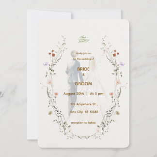 Elegante bloemige trouwuitnodiging | Romantisch Kaart