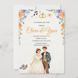 Elegante Bloemige Trouwuitnodiging | Romantische T Kaart