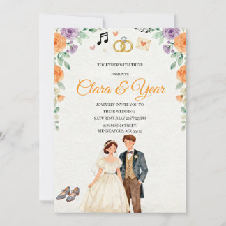 Elegante Bloemige Trouwuitnodiging | Romantische T Kaart