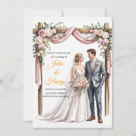 Elegante bloemige trouwuitnodiging | Romantische t Kaart