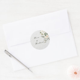 Elegante Bloemige Trouwuitnodiging Ronde Sticker