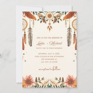 Elegante bloemige trouwuitnodiging | Rustieke Boho Save The Date