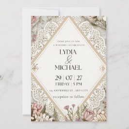 Elegante bloemige trouwuitnodiging | Rustieke Boho Save The Date