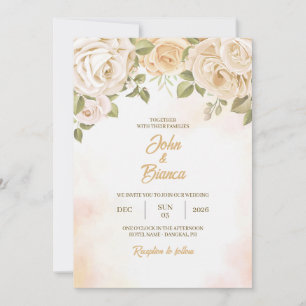 Elegante bloemige trouwuitnodiging & Save the Date Kaart