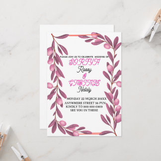 Elegante bloemige trouwuitnodiging suite afdrukbaa kaart