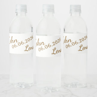 Elegante bloemige trouwwaterfleslabels - Persoonli Waterfles Etiket