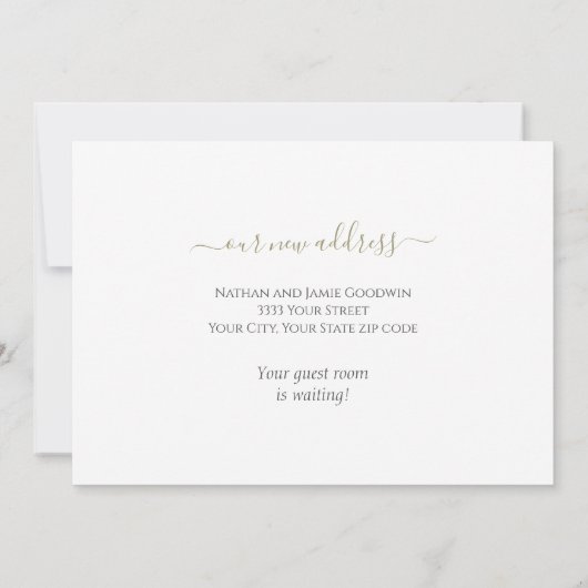 Elegante Bloemige Verhuisbericht Script Aankondigi Aankondiging (Achterkant)