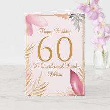 Elegante bloemige verjaardagskaart 60 jaar