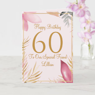 Elegante bloemige verjaardagskaart 60 jaar kaart