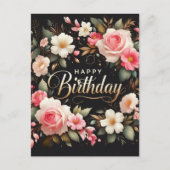 Elegante bloemige verjaardagskaart briefkaart (Voorkant)