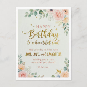 Elegante bloemige verjaardagskaart – Gefeliciteerd Briefkaart