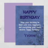 Elegante bloemige verjaardagskaart kaart (Voorkant / Achterkant)