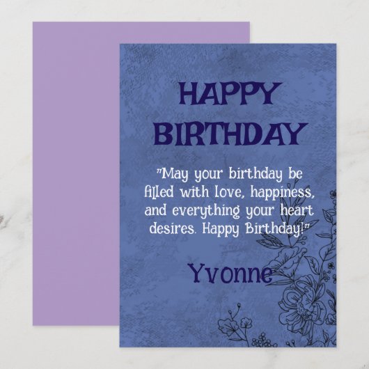 Elegante bloemige verjaardagskaart kaart (Voorkant / Achterkant)