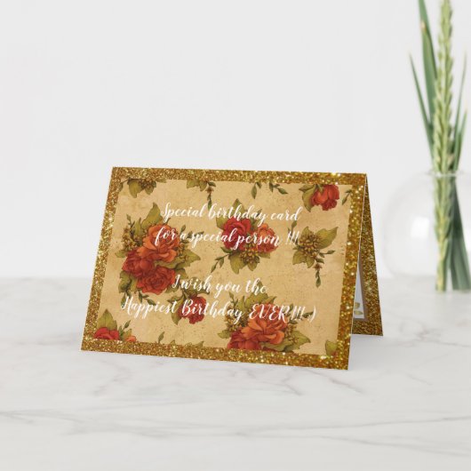 Elegante bloemige verjaardagskaart met de tekst Ha Kaart (Voorkant)