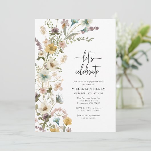 Elegante Bloemige Verloving Kaart (Staand voorkant)