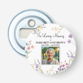 Elegante Bloemige Viering Van Het Leven Foto Aande Button Flesopener (Voorkant)