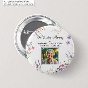 Elegante Bloemige Viering Van Het Leven Foto Aande Ronde Button 5,7 Cm