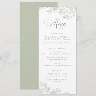 Elegante Bloemige Vintage Bladerige Botanische Men Menu