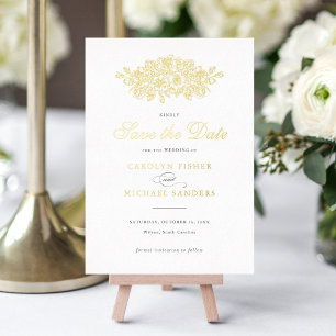 Elegante Bloemige Vintage Botanische Bladerige Sav Folie Uitnodiging