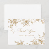 Elegante Bloemige Vintage Botanische Goud Bedankkaart (Voorkant / Achterkant)