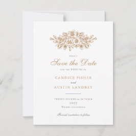 Elegante Bloemige Vintage Botanische Trouw Save Da Kaart