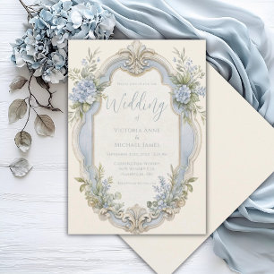 Elegante bloemige vintage romantische trouwuitnodi kaart