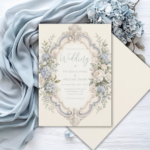Elegante bloemige vintage romantische trouwuitnodi kaart