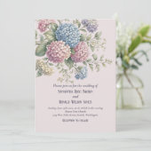 Elegante Bloemige Vintage Roze Hydrangea Bruiloft Kaart (Staand voorkant)