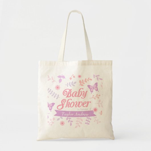 Elegante bloemige vlinder Baby shower mama te zijn Tote Bag (Voorkant)