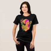 Elegante Bloemige Vrouw Silhouet Tri-Blend Shirt (Voorkant volledig)
