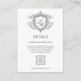 Elegante Bloemige Wapenschild Monogram Details Kaa Informatiekaartje