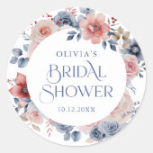 Elegante bloemige watercolor bruidsshower sticker (Voorkant)