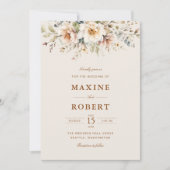 Elegante Bloemige Watercolor QR Code Foto Bruiloft Kaart (Voorkant)