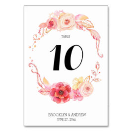 Elegante Bloemige Waterschildering Bruiloft Tafel  Kaart