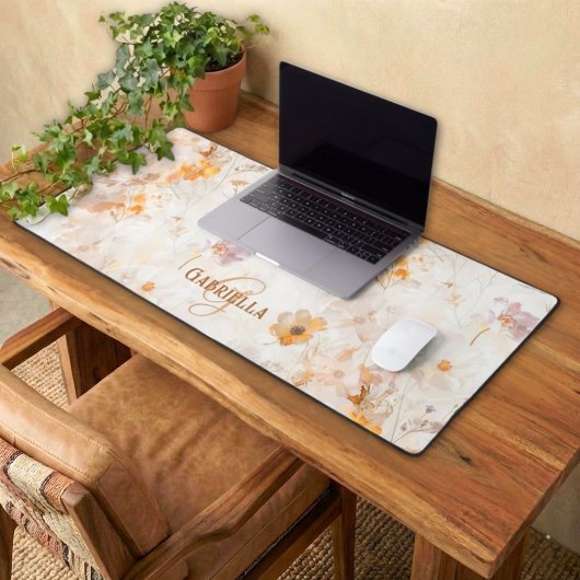 Elegante bloemige waterverf aangepaste monogram bureaumat