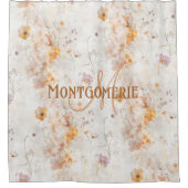 Elegante bloemige waterverf aangepaste monogram douchegordijn (Voorkant)