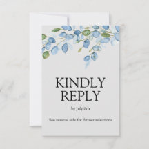 Elegante bloemige waterverf antwoordkaart