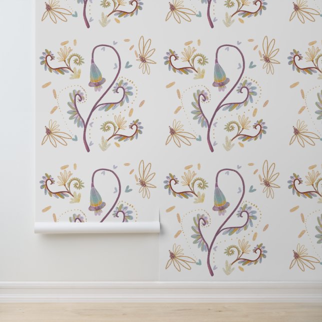 elegante bloemige waterverf behang (Applicatie)