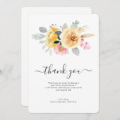 Elegante bloemige waterverf bruidsdouche bedankkaart (Voorkant / Achterkant)