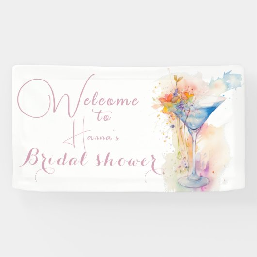 elegante bloemige waterverf bruidsdouche spandoek (Horizontaal)