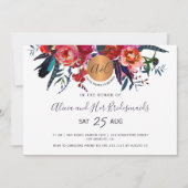 Elegante bloemige waterverf chique bruidsmeisjes b kaart (Voorkant)