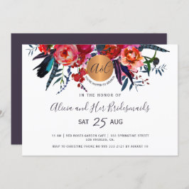 Elegante bloemige waterverf chique bruidsmeisjes b kaart