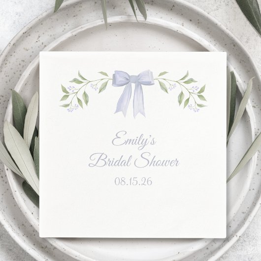 Elegante bloemige waterverf en strik chic bruidsdo servet