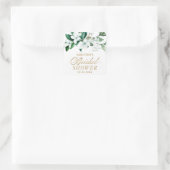 Elegante bloemige waterverf groene bruidsdouche vierkante sticker (Tas)