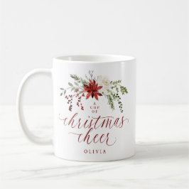 Elegante bloemige waterverf groene Kerstmis Koffiemok