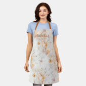 Elegante bloemige waterverf monogram initiaal schort (Gedragen)
