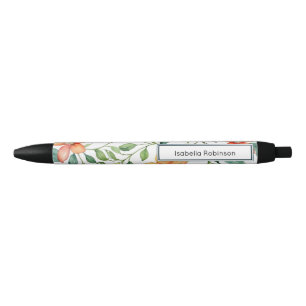 Elegante bloemige waterverf personalisatie zwarte inkt pen