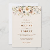 Elegante Bloemige Waterverf QR Code Foto Bruiloft Kaart (Voorkant)