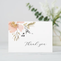 Elegante bloemige waterverf script bedankkaart