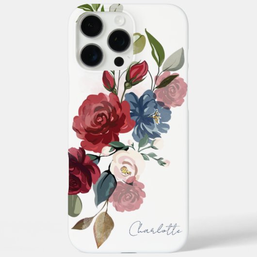 Elegante Bloemige Waterverf Script Gepersonaliseer Case-Mate iPhone Case (Achterkant)